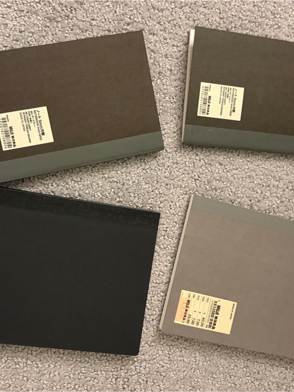 4 Muji Notebooks - 3 lined, 1 grid